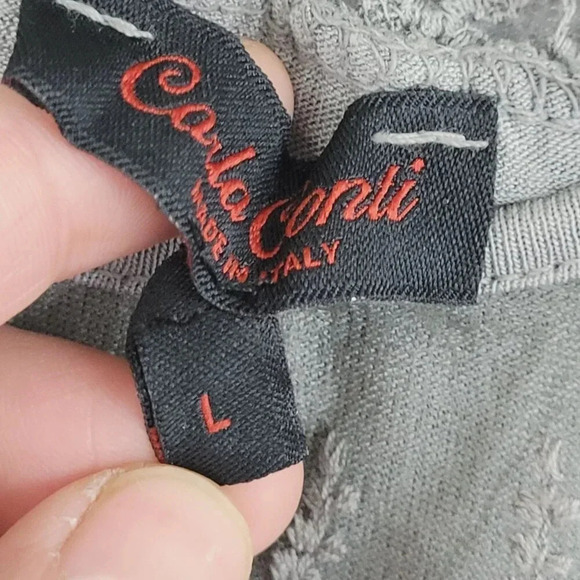 Carla Conti Women's Gray Silk Top Made In Italy Size L Slit back  11PT - Picture 5 of 10
